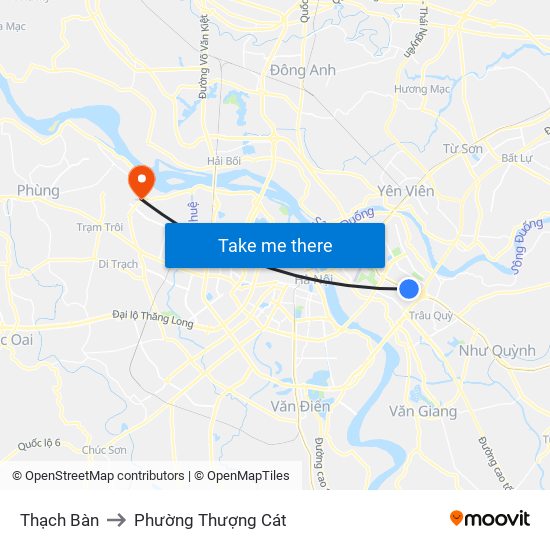 Thạch Bàn to Phường Thượng Cát map