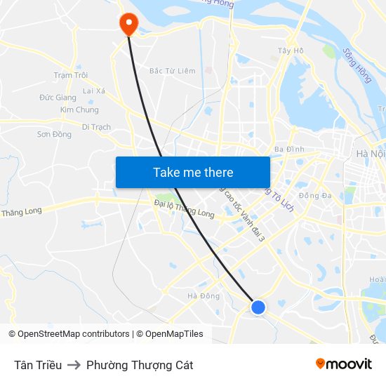 Tân Triều to Phường Thượng Cát map