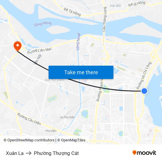 Xuân La to Phường Thượng Cát map