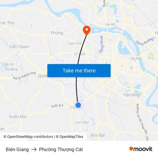 Biên Giang to Phường Thượng Cát map