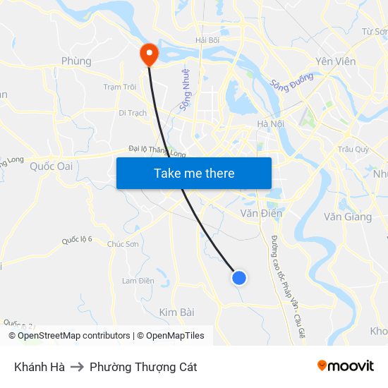 Khánh Hà to Phường Thượng Cát map