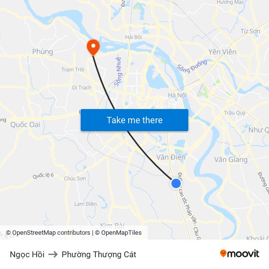 Ngọc Hồi to Phường Thượng Cát map