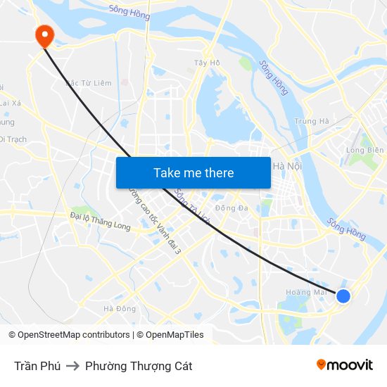 Trần Phú to Phường Thượng Cát map