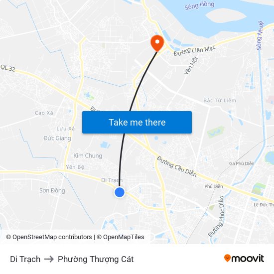 Di Trạch to Phường Thượng Cát map