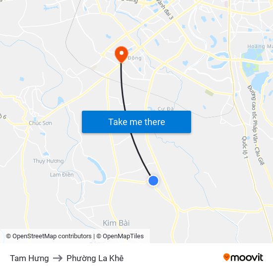 Tam Hưng to Phường La Khê map