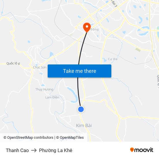Thanh Cao to Phường La Khê map