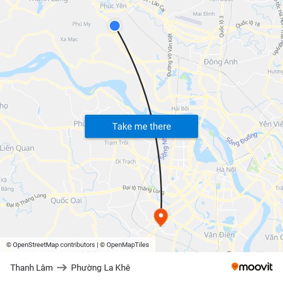 Thanh Lâm to Phường La Khê map