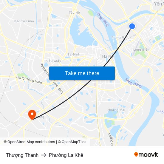 Thượng Thanh to Phường La Khê map