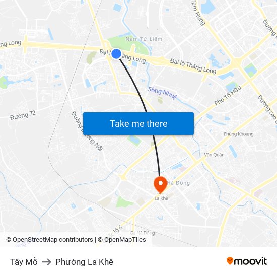 Tây Mỗ to Phường La Khê map