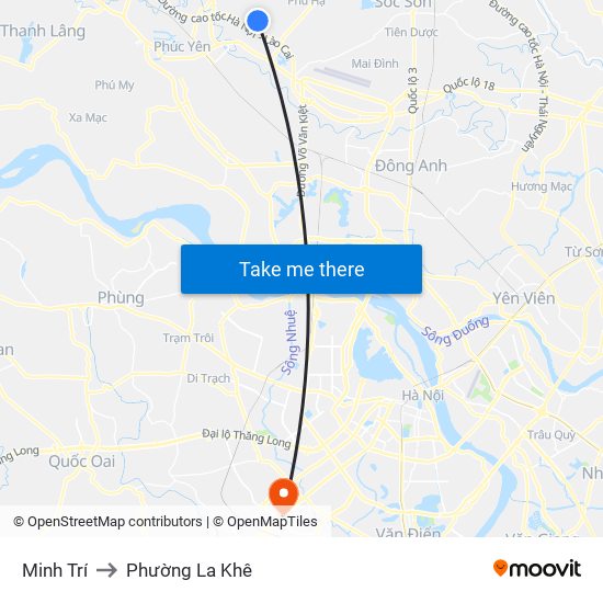 Minh Trí to Phường La Khê map