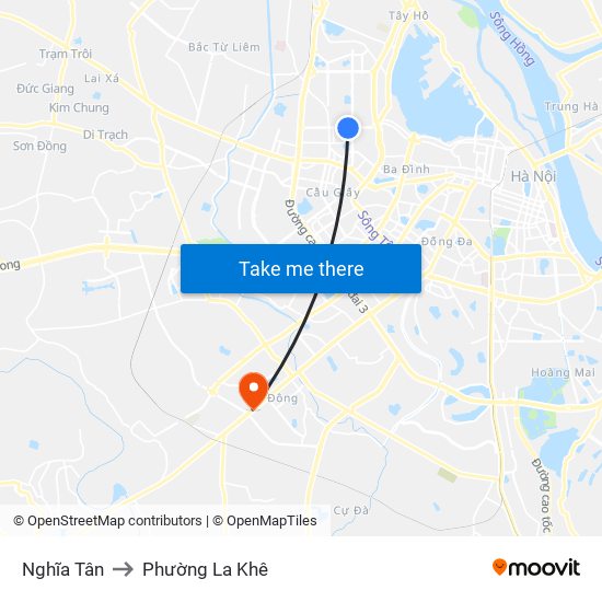 Nghĩa Tân to Phường La Khê map