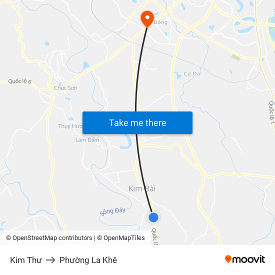 Kim Thư to Phường La Khê map