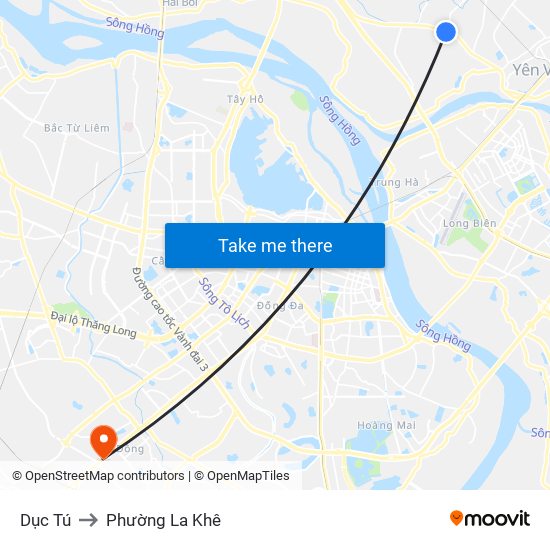 Dục Tú to Phường La Khê map