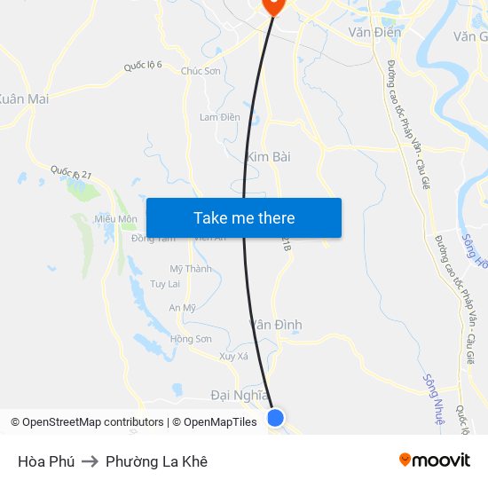 Hòa Phú to Phường La Khê map