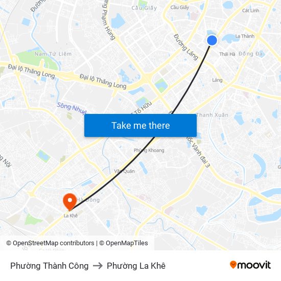 Phường Thành Công to Phường La Khê map