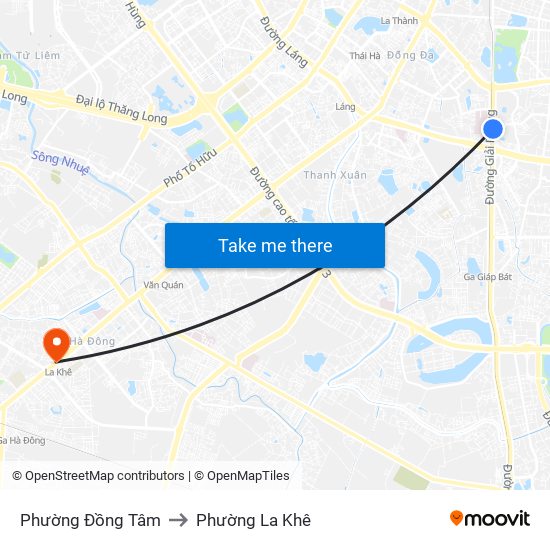 Phường Đồng Tâm to Phường La Khê map