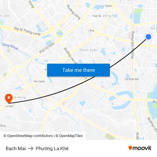 Bạch Mai to Phường La Khê map