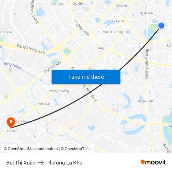 Bùi Thị Xuân to Phường La Khê map