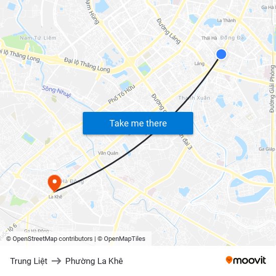 Trung Liệt to Phường La Khê map