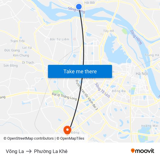 Võng La to Phường La Khê map