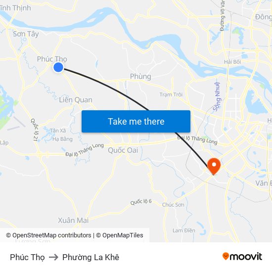 Phúc Thọ to Phường La Khê map