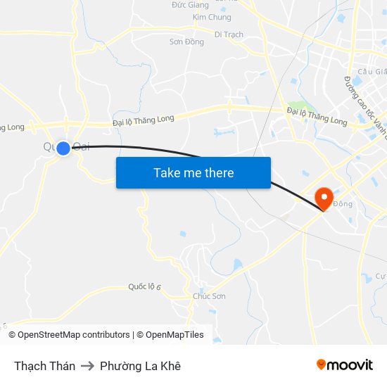 Thạch Thán to Phường La Khê map