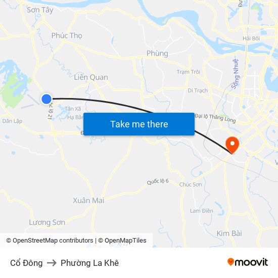 Cổ Đông to Phường La Khê map