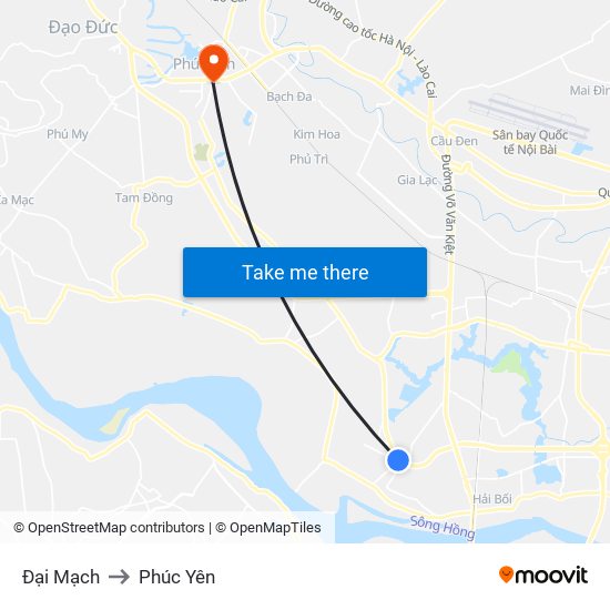 Đại Mạch to Phúc Yên map