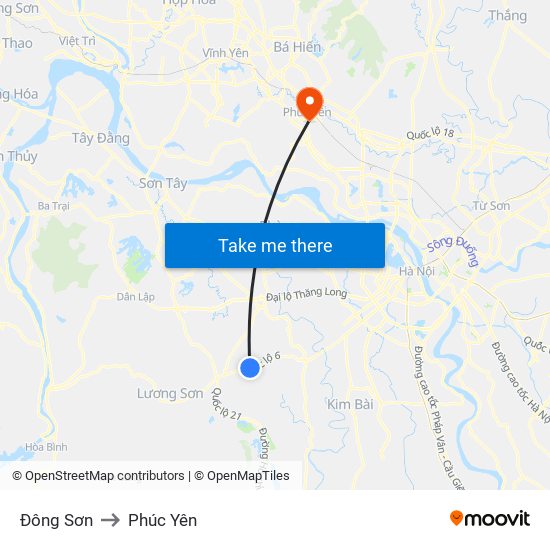 Đông Sơn to Phúc Yên map