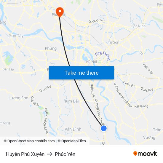 Huyện Phú Xuyên to Phúc Yên map