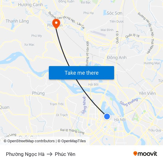 Phường Ngọc Hà to Phúc Yên map