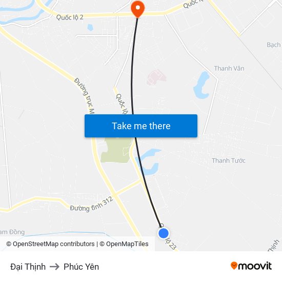 Đại Thịnh to Phúc Yên map