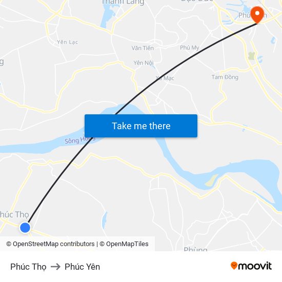 Phúc Thọ to Phúc Yên map