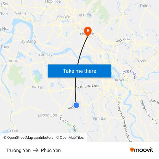 Trường Yên to Phúc Yên map