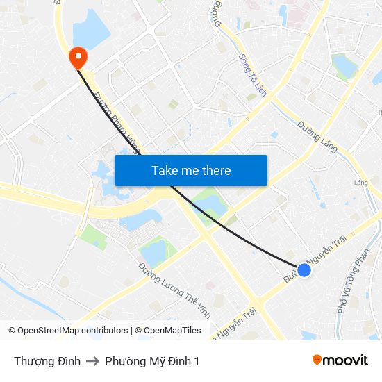 Thượng Đình to Phường Mỹ Đình 1 map