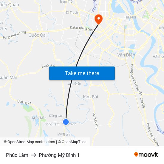 Phúc Lâm to Phường Mỹ Đình 1 map