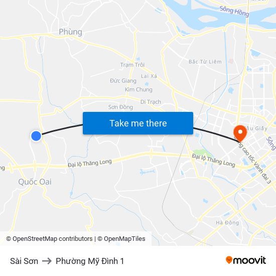 Sài Sơn to Phường Mỹ Đình 1 map