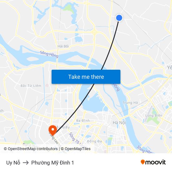 Uy Nỗ to Phường Mỹ Đình 1 map