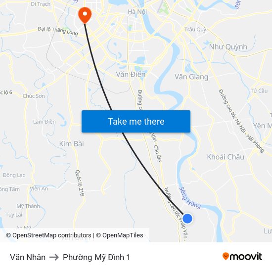 Văn Nhân to Phường Mỹ Đình 1 map