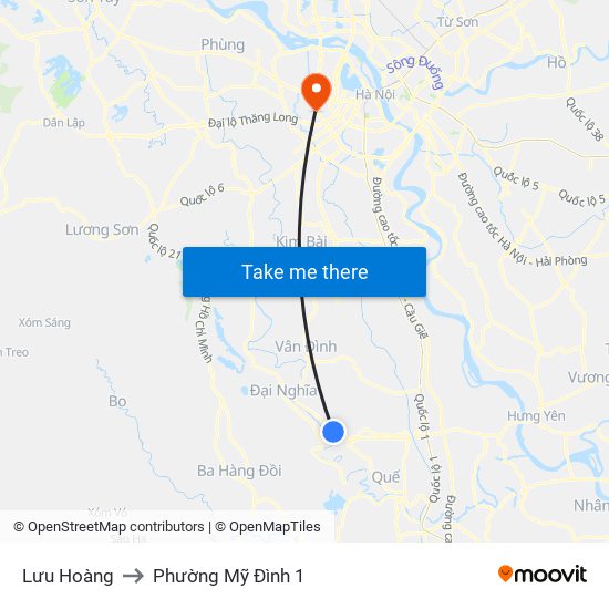 Lưu Hoàng to Phường Mỹ Đình 1 map