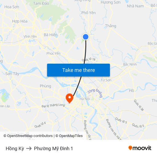 Hồng Kỳ to Phường Mỹ Đình 1 map