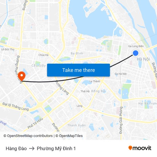 Hàng Đào to Phường Mỹ Đình 1 map