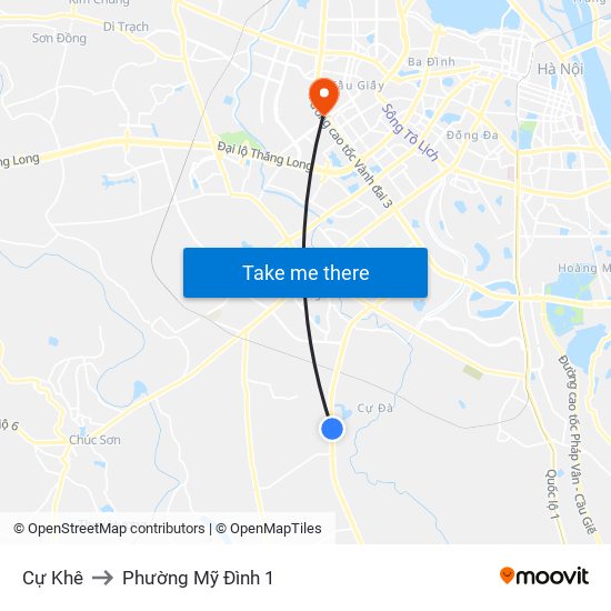 Cự Khê to Phường Mỹ Đình 1 map