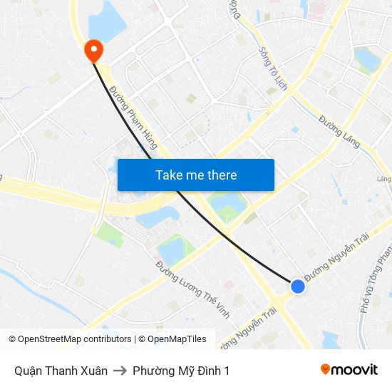 Quận Thanh Xuân to Phường Mỹ Đình 1 map