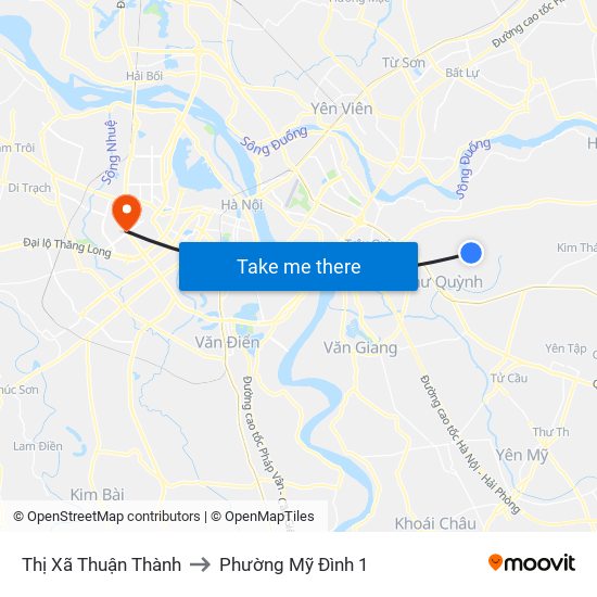 Thị Xã Thuận Thành to Phường Mỹ Đình 1 map