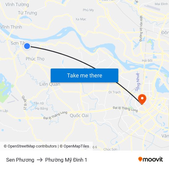 Sen Phương to Phường Mỹ Đình 1 map