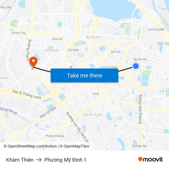 Khâm Thiên to Phường Mỹ Đình 1 map