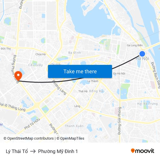 Lý Thái Tổ to Phường Mỹ Đình 1 map