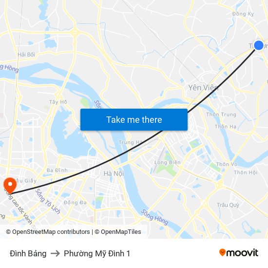 Đình Bảng to Phường Mỹ Đình 1 map