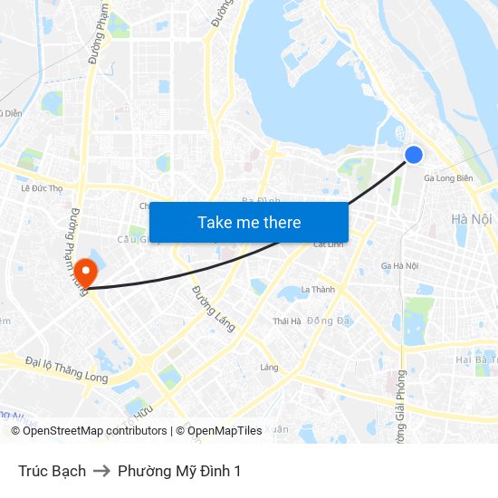 Trúc Bạch to Phường Mỹ Đình 1 map